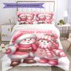 3PC Custom Name Snowman Couple Winter Scene Bedding Set Printed Bedding Set Duvet Cover Closure Includes 1 Duvet Cover & 2 Pillowcases for All Seasons