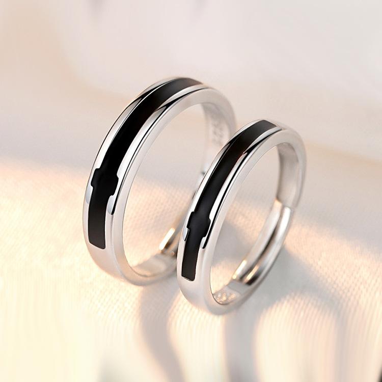 2pcs Couple 925 Sterling Silver Rings Sparkly Zircon for Women and Men Superior Luxury Wedding Jewelry Anniversary Gift