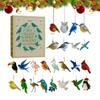 Sea Glass Bird Advent Christmas Calendar, 2D Acrylic Christmas Countdown Decor with 24 Ornaments for Home, Tree, Car Mirror
