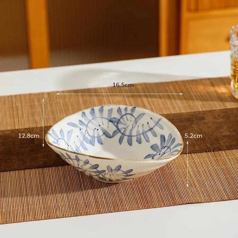 Творческая нестандартная керамическая тарелка с ретро-цветами, расписанными вручную, обеденные тарелки, домашние тарелки для завтрака, салата, фруктов, изысканная столовая посуда