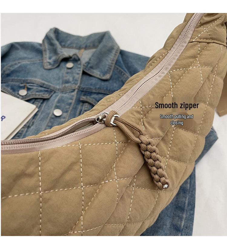 Женская сумка-тоут из нейлона с ромбовидным узором: 2025 Универсальная, Вместительная, Повседневная сумка через плечо и кроссбоди