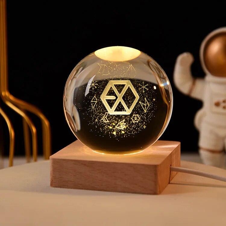 Декоративная лампа на День святого Валентина, 3D хрустальный шар, светящийся светодиодный ночник, декор для спальни, ночник с галактикой и луной, подарок для пары детей