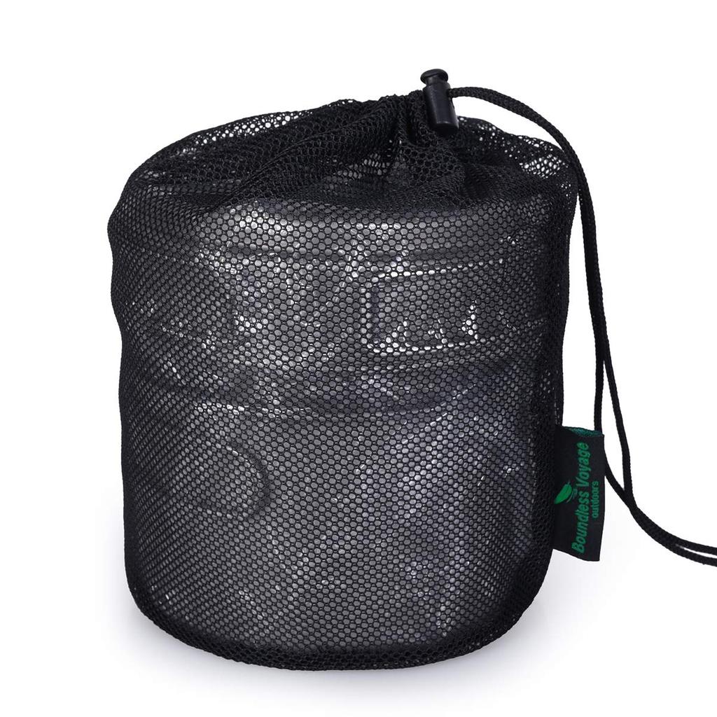 Boundless Voyage of Mesh Round String Net Nylon Storage Pouches for Outdoor and Other Small Black Large X 20 BVP03 [Set 5] Bags, Bottom, Bags, Travel,