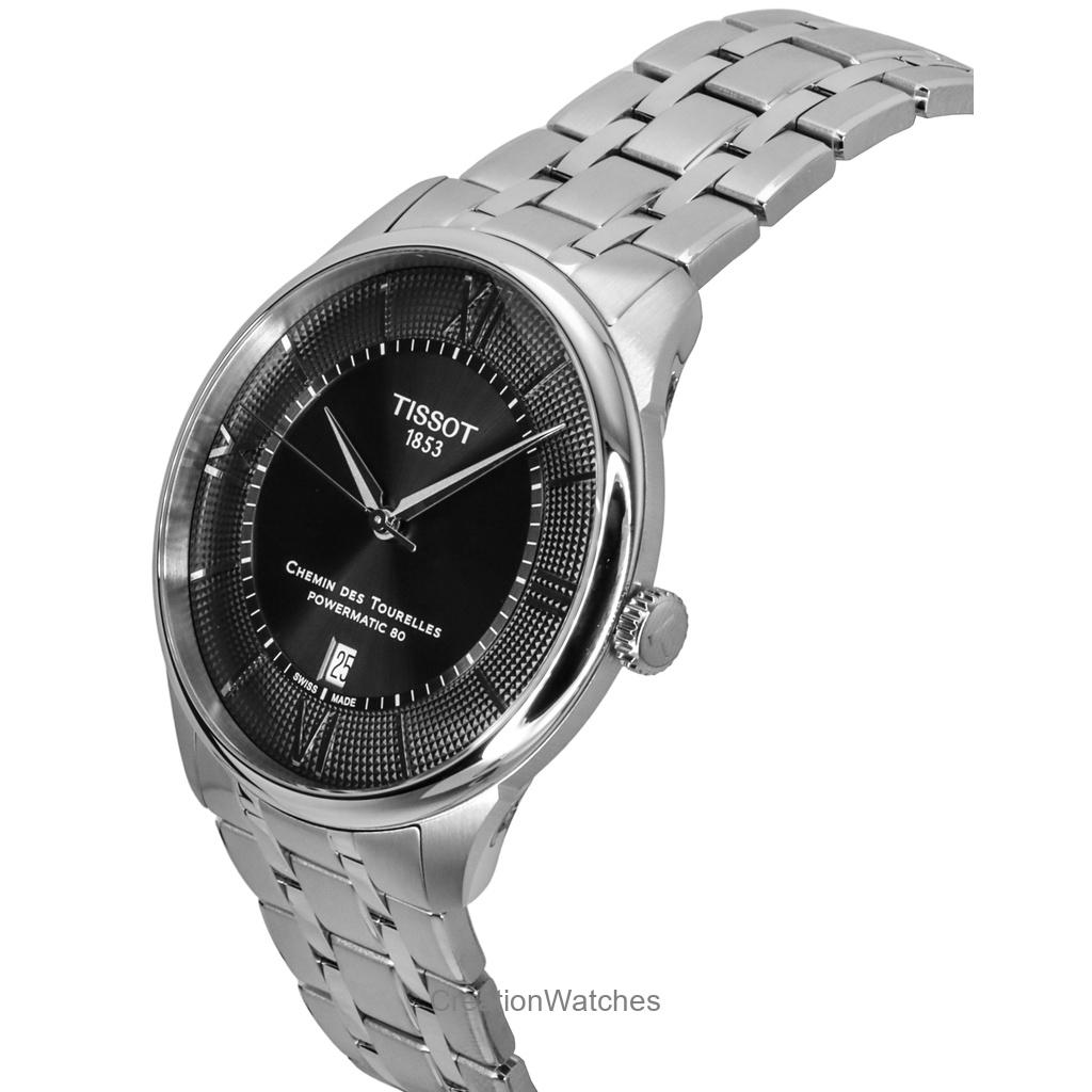 Tissot Мужские часы Chemin Des Tourelles Powermatic 80 из нержавеющей стали с циферблатом цвета оружейной стали с автоматическим механизмом T139.407.11.068.00