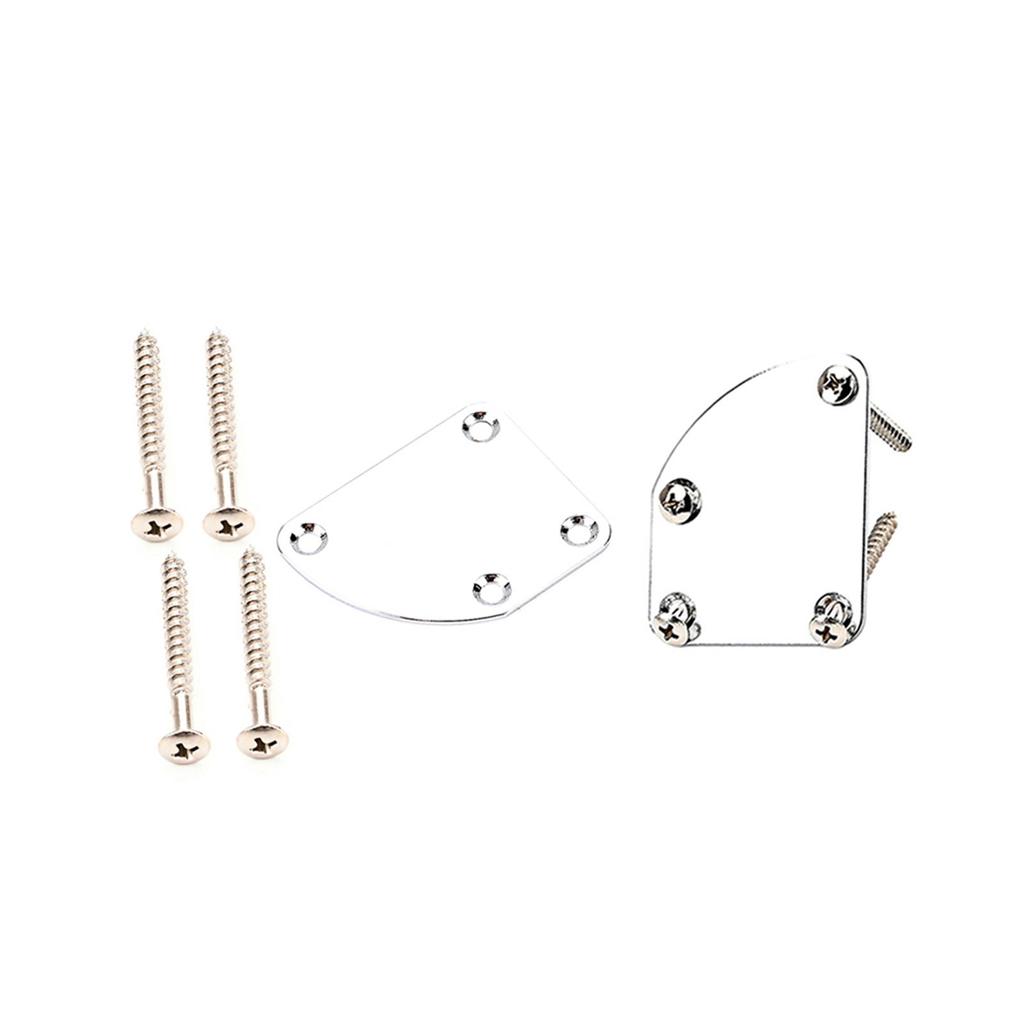 Electric Guitar Neck Plate with Screws 4 Holes Guitar Neck Joint Board Replacement Neckplate Electric Guitar Bass Parts