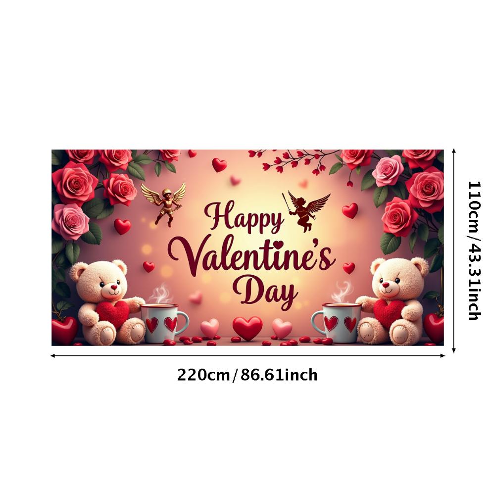 Valentine's Day Banner Backdrop Romantic Decorations Heart Background Red Love Celebration Photography Prop Party Supplies