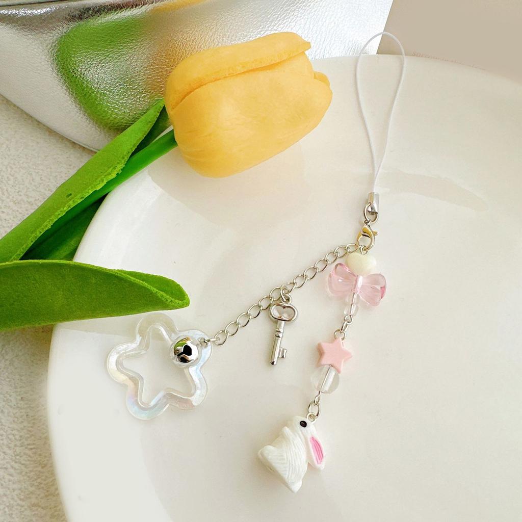 Подвеска-бусина «Звездный кролик» Милая цепочка для телефона Ремешок Подвески Украшение Брелок Шнурок Маленький подарок для женщин девушек