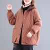 Parkas Coats Women Jackets Hooded Diamond Quilt Button Pocket Long Sleeves Loose Single Breasted Casual Office Lady Winter