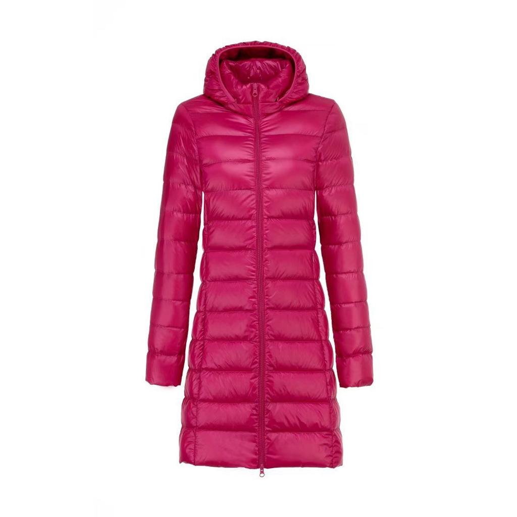 Winter middle-aged and elderly medium and long mother large size light down jacket removable cap plus fat plus size winter coat