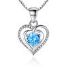 Guochao Элегантная подвеска с серебряным покрытием в форме сердца «Сердце океана» Ожерелье с полными бриллиантами Ожерелье с цирконами Женское