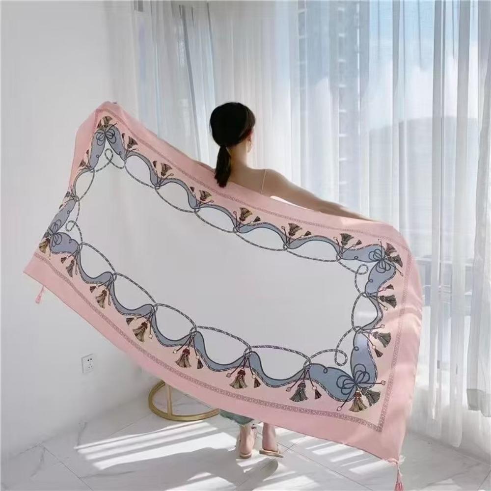 Соленое озеро Чака Туризм на Северо-Западе Этнический стиль Шарф Шелковый шарф Женский Летний Приморский Пляжный Платок Солнцезащитный Тонкий