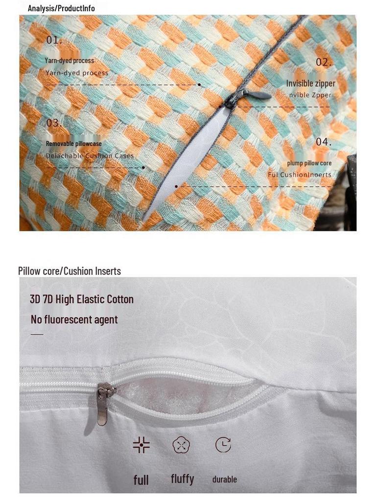 Nordic Retro Houndstooth Linen Pillowcase for Living Room Sofa