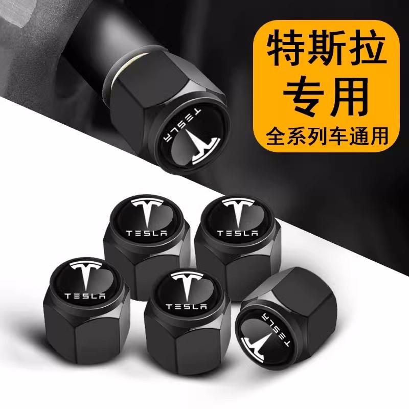 DHKOR1 5PCS Car Tire Valve Cover Aluminium Alloy Tire Wheel Stem Air Valve Cap For Tesla Model 3 Y S X 2021 Roadster Cybertruck Juguete