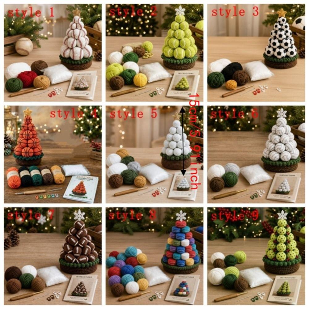 Multi-layered Crochet Christmas Tree Kit Sports Ball Christmas Tree Material Kit Home Decoration