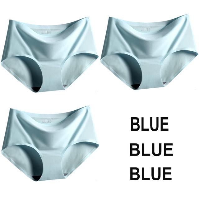 3pcs Sexy Women's Panties Ice Silk Seamless Underwear Girl Lingerie Breathable Comfort Briefs Large Size Panties Women Underpant