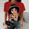 Cartoon Printed Women T-shirt Disney Princess Print Summer Short Sleeve T Shirt Harajuku Casual Round Neck Streetwear Clothing