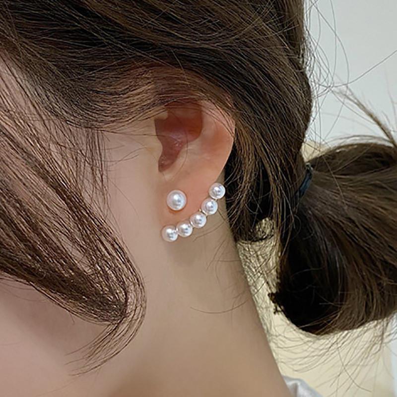 WUKALO New Elegant Gold Color Heart Pearl Stud Earrings Korean Fashion Jewelry For Woman Girls Accessories
