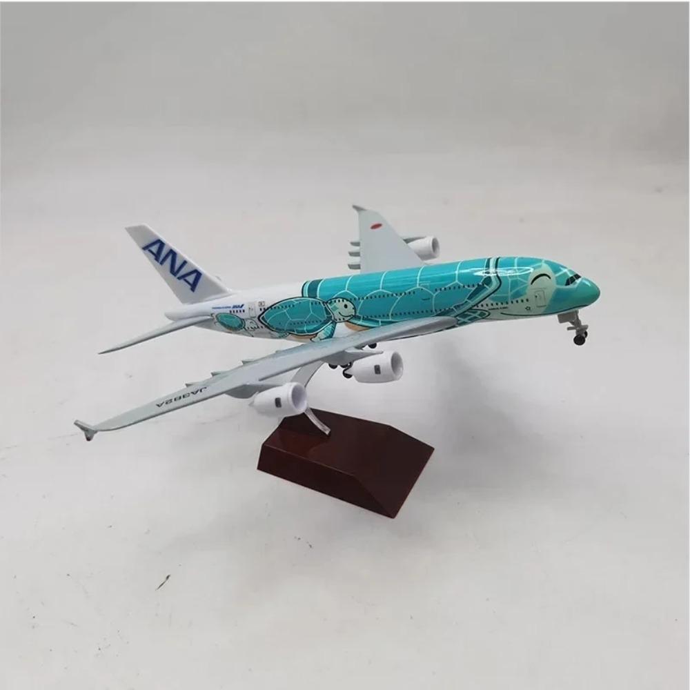 1/400 20см Модель самолета Air Japan ANA Airlines Игрушка Зеленый Мультяшный Морская Черепаха Airbus 380 A380 Airways Металлический Сплав Литой Самолет