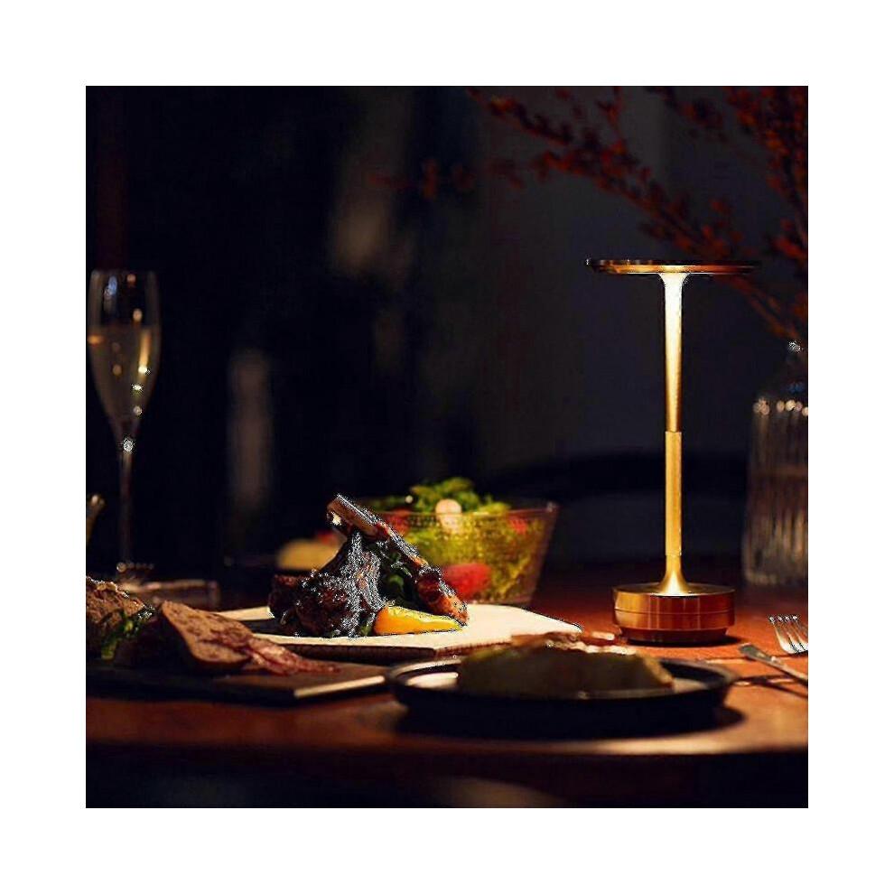(silver) Cordless Table Lamp Dimmable Waterproof Metal Usb Rechargeable Table Lamps -1pcs