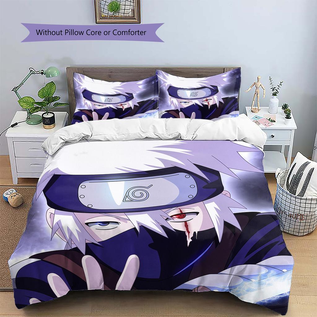Anime K-Kakashis Bedding Set, N-Narutos Themed Bedroom Duvet Cover & Pillowcase, Perfect Fan Gift.chl