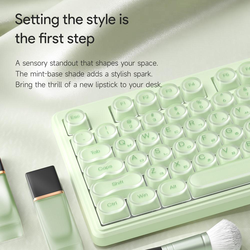 FURYCUBE IP108 Detachable Wireless 108-Keys Mechanical Feel Keyboards Liquid Foundation Style RGB USB-C Silent Fit for Office