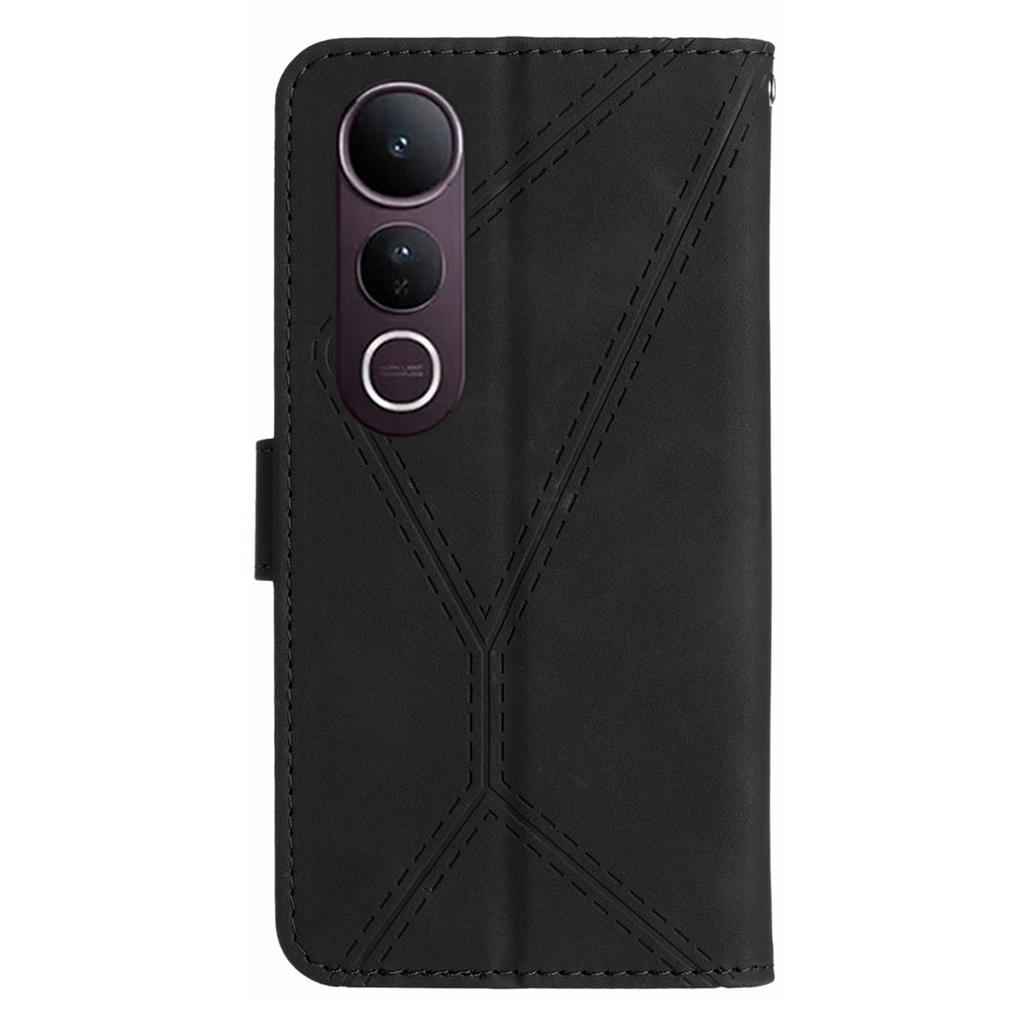 For Vivo V50 Lite 5G Case Skin Touch Lines Imprinted PU Leather Flip Phone Cover