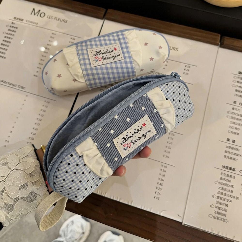 Dot Pattern Student Stationery Bag Multi-functional Makeup Pouch Cute Pencil Case