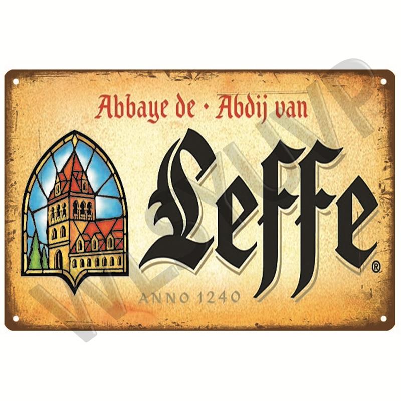 Leffe Ретро Металлическая Вывеска Жестяная Вывеска Виски Бельгия Пиво Дощечка Металлический Декор Стены Винтажный Декор Плакатные Тарелки Мужская Пещера Потертый Шик