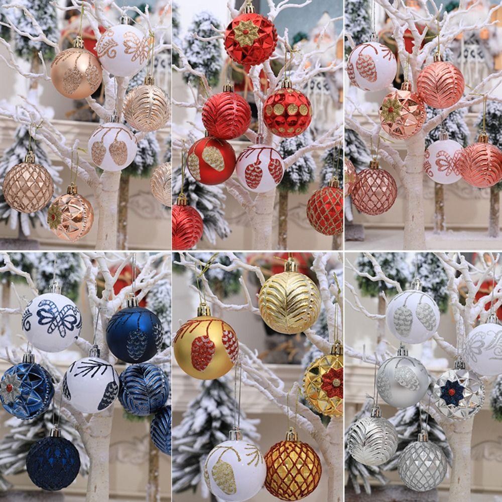 8PCS/Box DIY Crafts Painted Christmas Tree Ornament Christmas Decorations