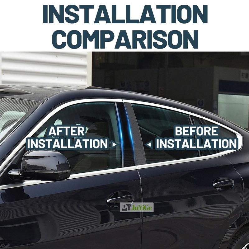 Glossy Black Carbon Fiber Window Door Deal B C Pillar Post Cover Sticker For Hyundai Accent Verna HC 2018-