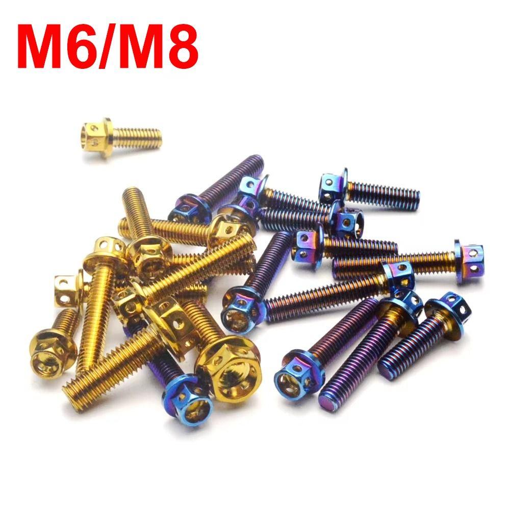 10/15/20/25/30/35/40/45/50/60 Titanium Flange M6 M8 Hex Head Bolts Hex Head Screws Motorcycle