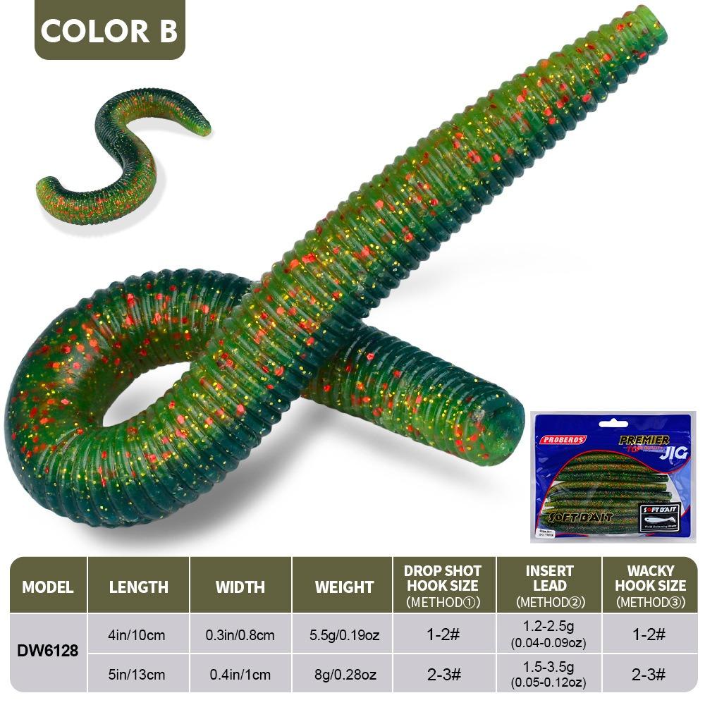 10Pcs 10/13cm Worm Stick Lures Slow Sinking Earthworm Fishing Bait Noodle Worm Lures Saltwater