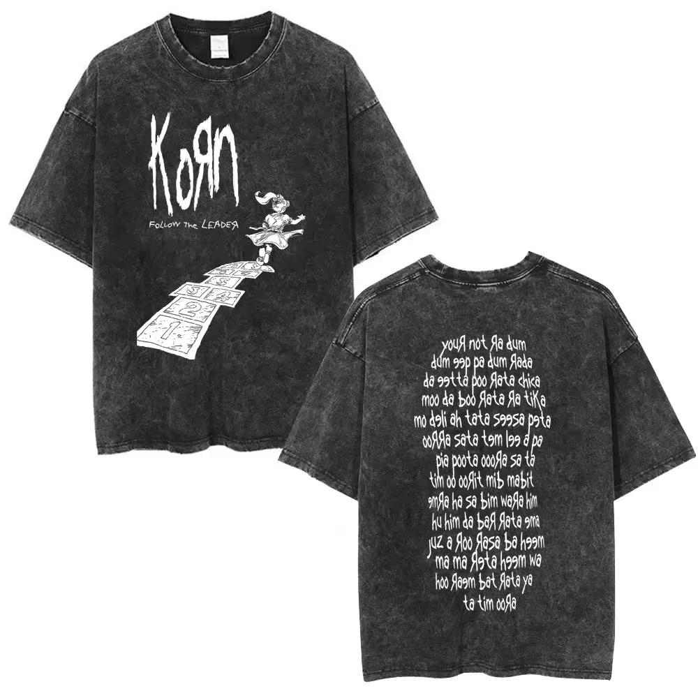 Summer Hot Sale Washed Vintage Korn Tour 2026 Merch T Shirt Unisex Gothic Rock Pop Music Tshirt Y2k Cotton Oversized Tshirts