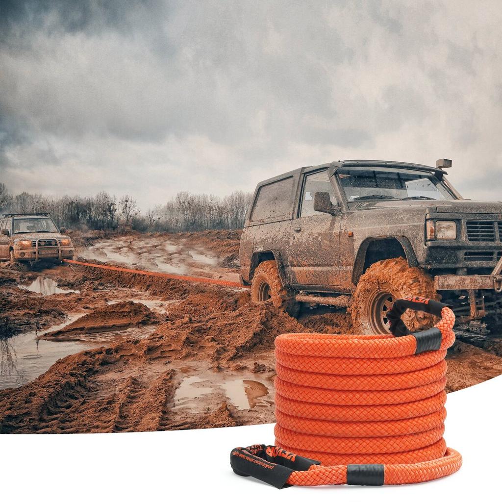 1" x 30' Kinetic Recovery Tow Rope 38,000 lbs, Heavy-Duty Off Road Snatch Strap, Extreme Duty 30% Elasticity Energy Snatch Strap for Jeep Car Truck