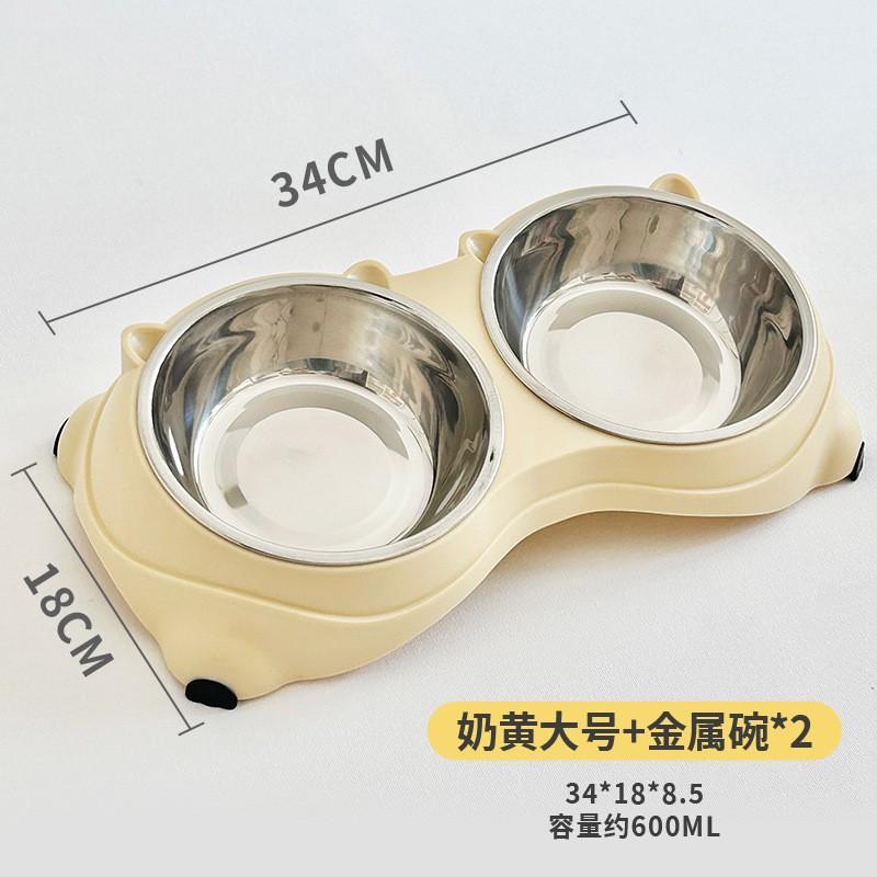 Stainless Steel Cat Feeder Bowl Set With Anti-Spill Sloped Design Dual Food Water Kittens Adult Cats