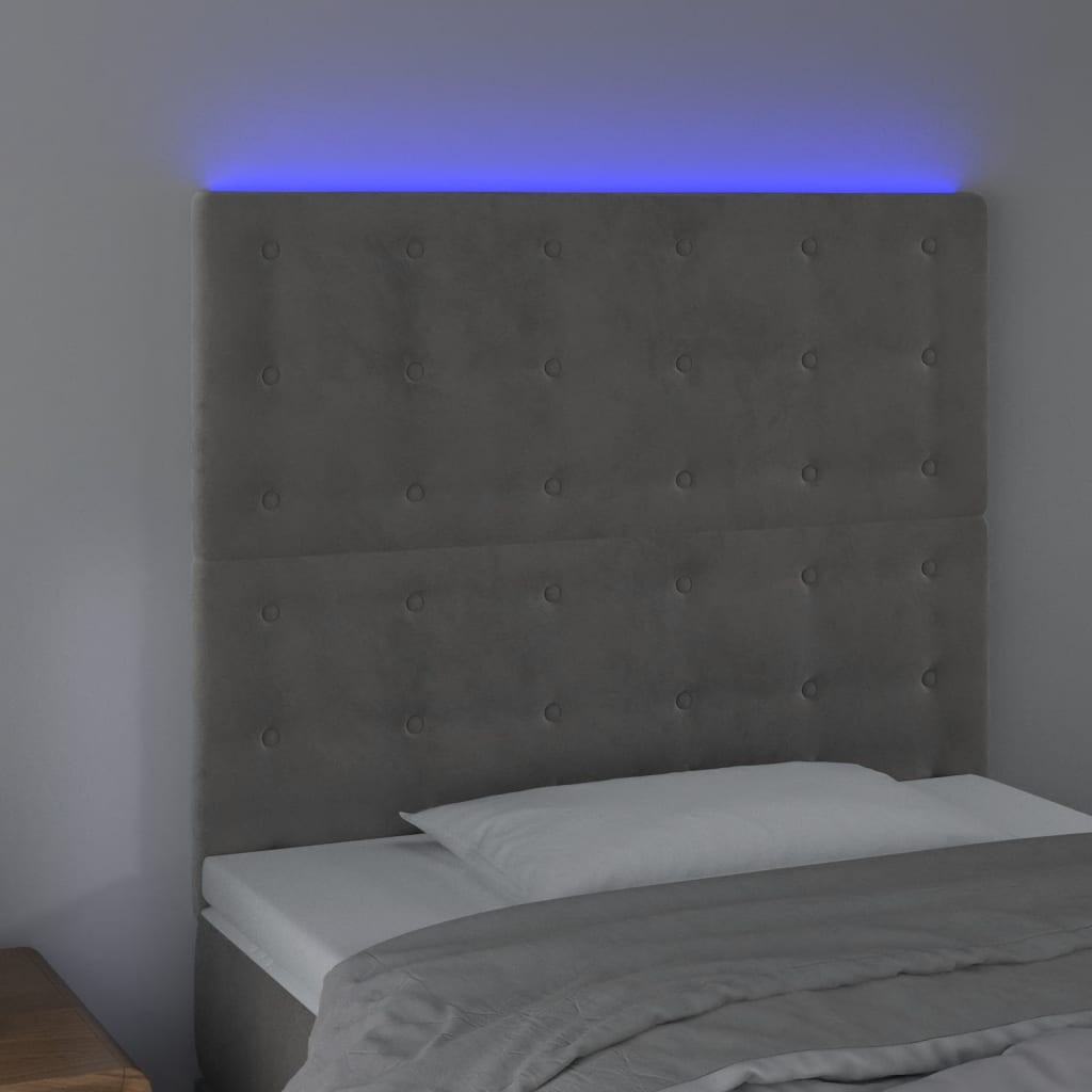 LED Headboard Light Grey 80x5x118 128 cm Velvet
