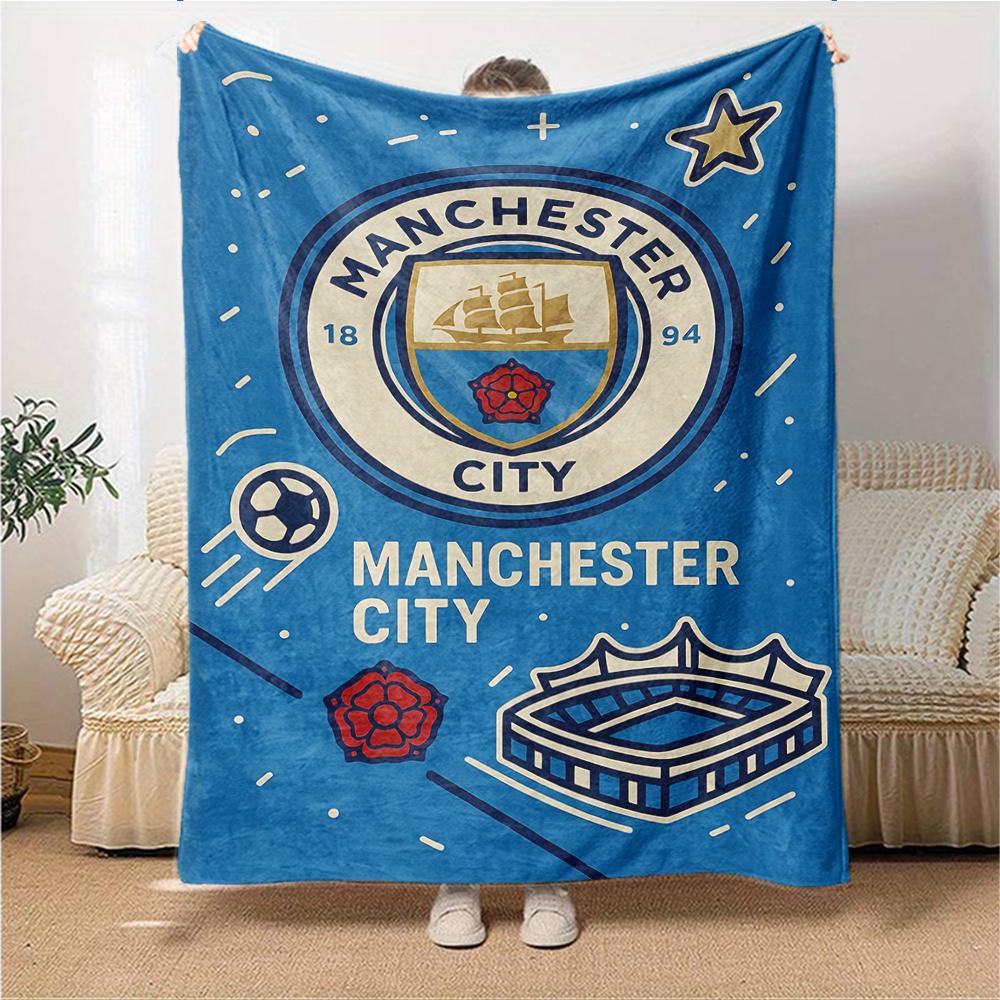 Manchester City Crests Blankets Flannel Printed Breathable Warm Throw Blanket for Home Office Bedspreads 0708a21