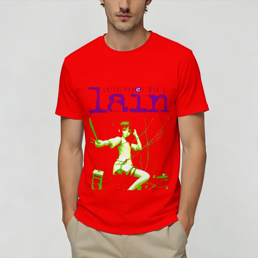 Unisex TShirts Serial ExperiUnisexts Lain Funny Cotton Tee Shirt Short Sleeve T Shirt Round Collar Tops Gift Idea