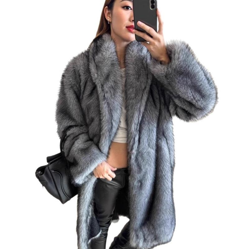 Autumn and Winter New Fur Coat Extended Women's Light Fashion Large Size Imitation Fur Coat