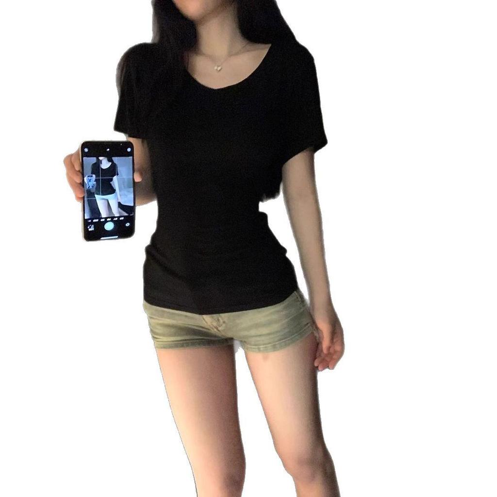 Женская летняя футболка с коротким рукавом и V-образным вырезом, облегающего кроя: Стильный, Универсальный и Высококачественный Дизайн