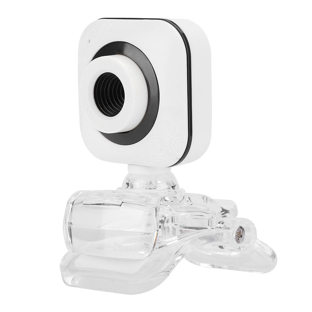 Built in Microphone Computer Camera Webcam PC Accessory 480P White with Transparent Clip