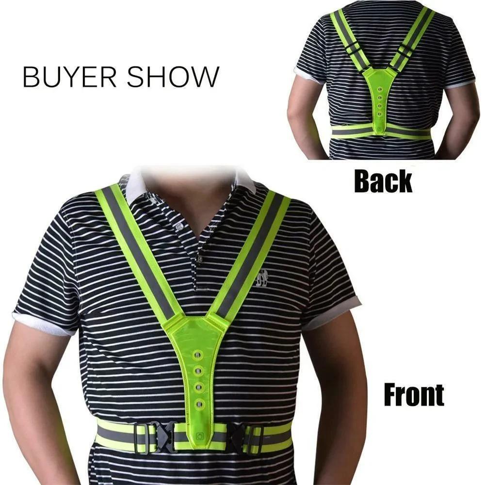 High Visibility Night Running Vest Adjustable Sports Vest for Night Warning Work Fishing