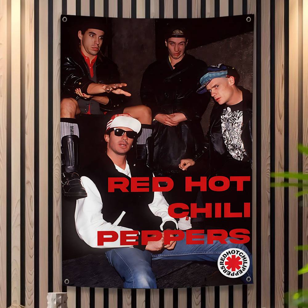 RRed HotChili Peppers Band Small Size Cheerleading Banner Hand Pulled Flag Outdoor Atmosphere Flags