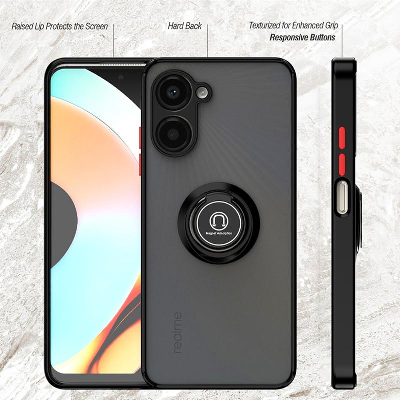 Ударопрочный Матовый Магнитный Чехол Для Realme 11 10 Pro Plus 9 8 7 Pro 5G 9i 8i C35 C33 C31 C30 C21Y C55 C53 С Кольцом-Подставкой Чехол Для Телефона