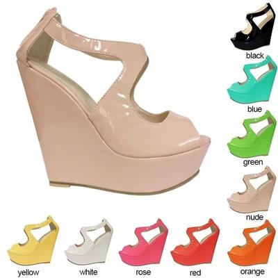 Летние новые женские босоножки, сексуальные туфли на танкетке с открытым носком, 14 см, очень высокие каблуки, вечерние, свадебные туфли