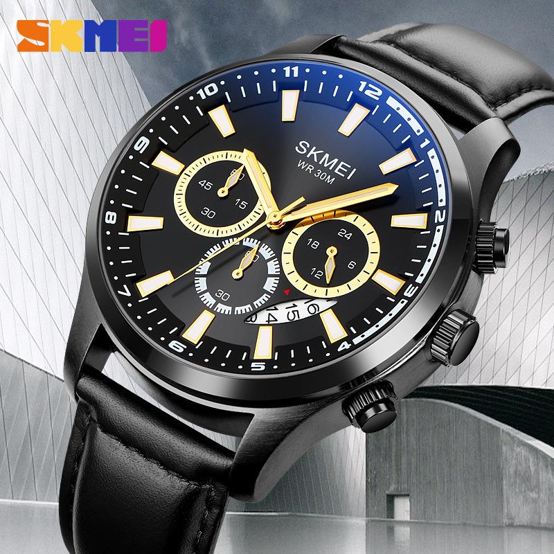 Повседневные мужские часы Moment Beauty Многофункциональные секундомеры Timing Деловые мужские кварцевые часы Мужские часы с кожаным ремнем