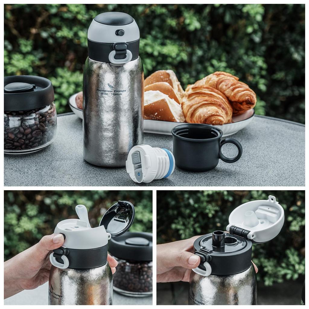 Boundless Voyage Бутылка из титана, термос для воды, 600 мл, большая емкость, двухстенная, вакуумная, изоляционная бутылка, бутылка из титана, прочная
