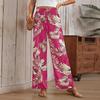 Women's Printed Wide Leg Pants With Pockets High Waist Drawstring Loose Casual Pants