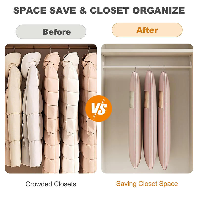 Down Jacket Compression Dust Cover Wardrobe Clothes Space Saving Hanging Garment Bag Compression Storage Bags Hanging Cover Bag