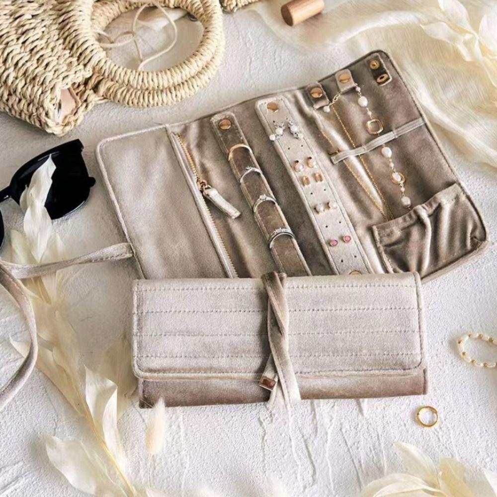 Lace Up Jewelry Storage Bag Bracelet Necklace Velvet Jewelry Holder Outdoors